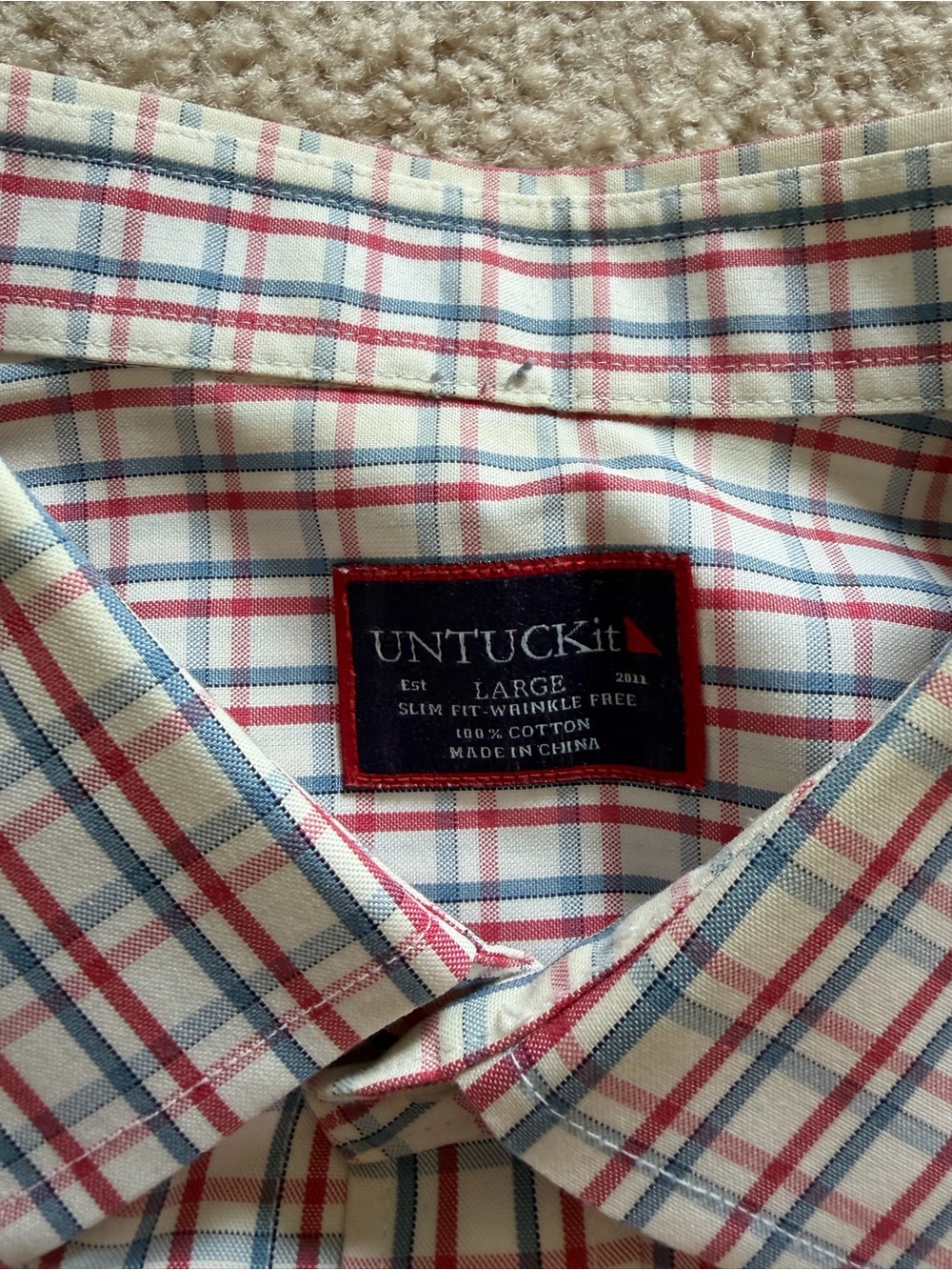 UNTUCKit Men's Slim-Fit Button-Down Shirt in Red, Blue & Cream